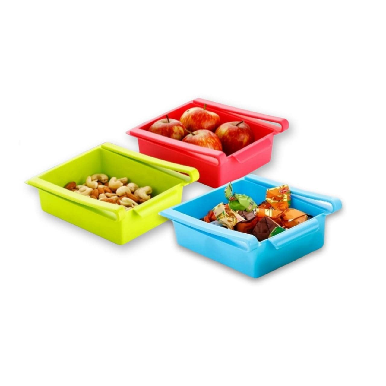 Floraware Plastic Refrigerator Storage Rack Set, Set of 3, Multicolour fridge storage rack