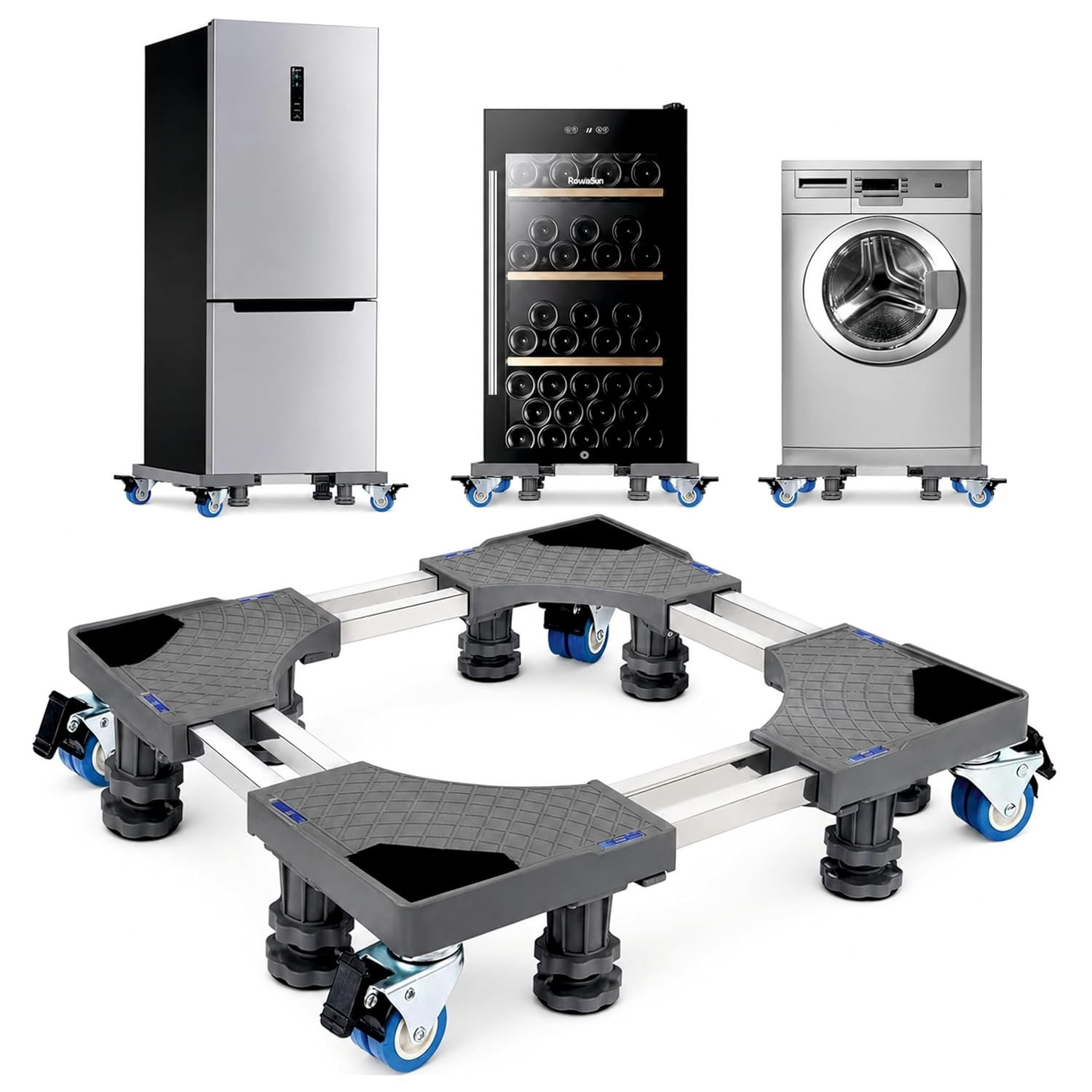 JIALTO Adjustable Washing Machine Stand Trolley for Front & Top fridge stand