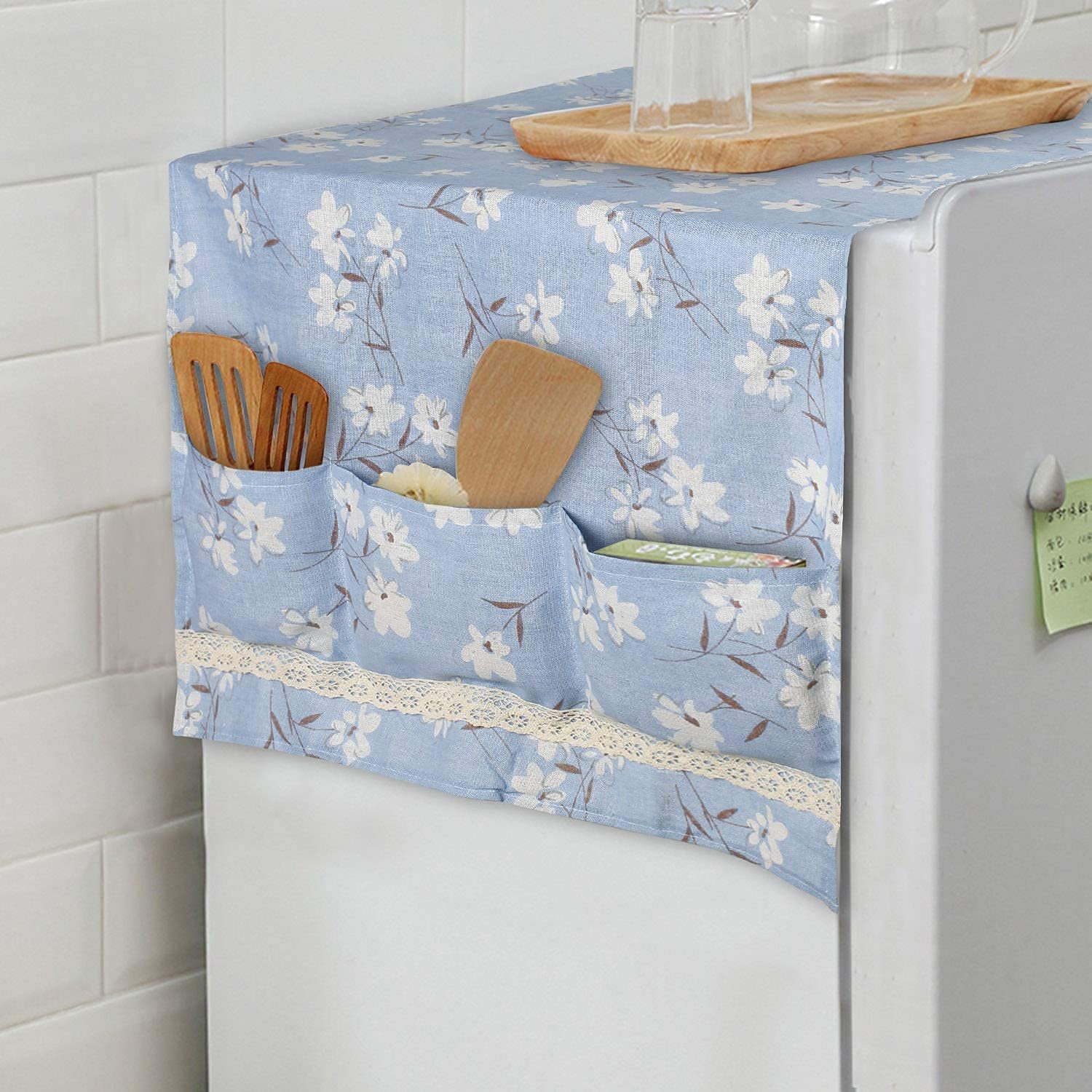 Waterproof Refrigerator Dust Cover Multi-Function Fridge Dust Cover with Storage fridge cover
