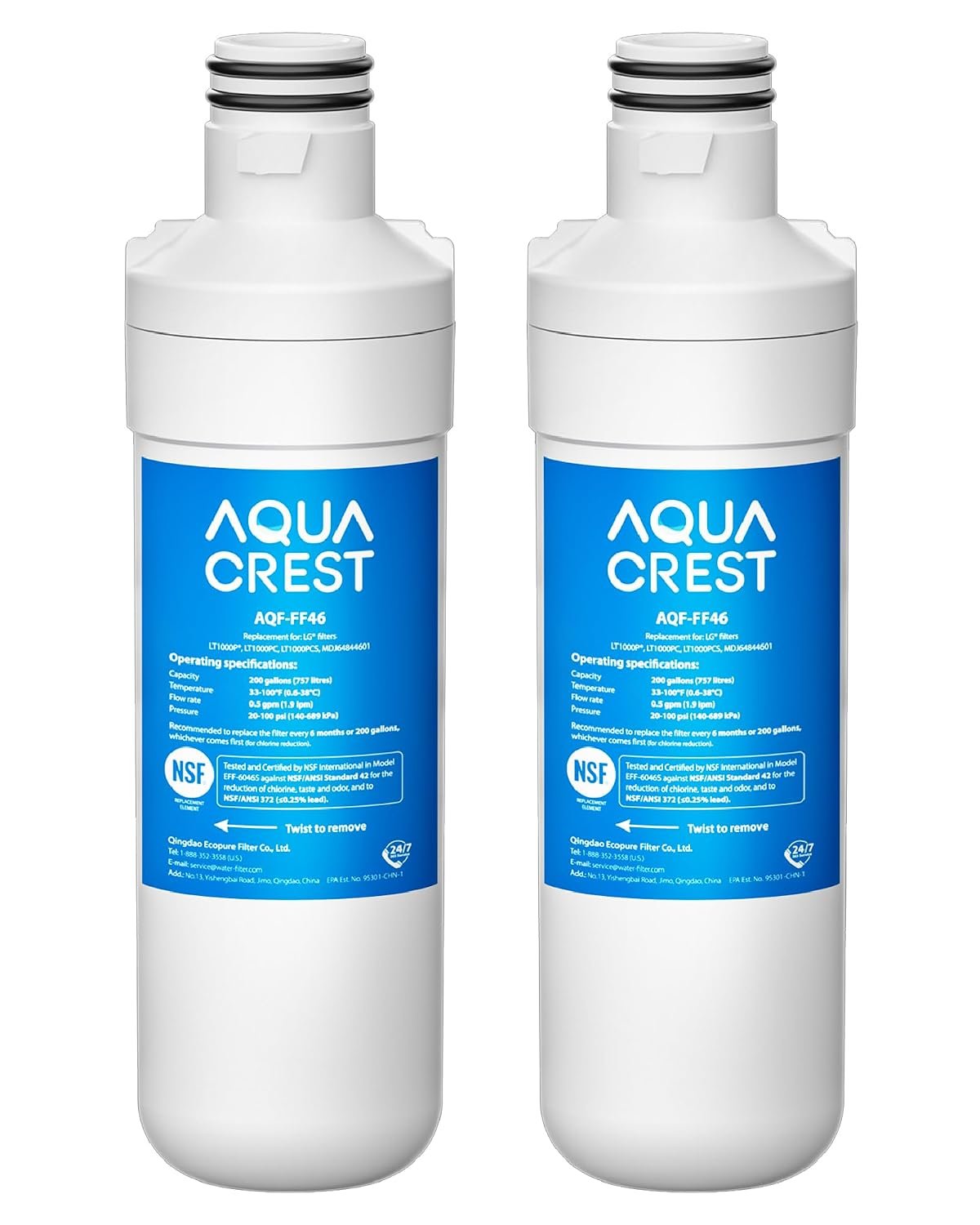 AQUACREST ADQ747935 Refrigerator Water Filter, Replacement for LG LT1000P, LT1000PC, refrigerator water filter
