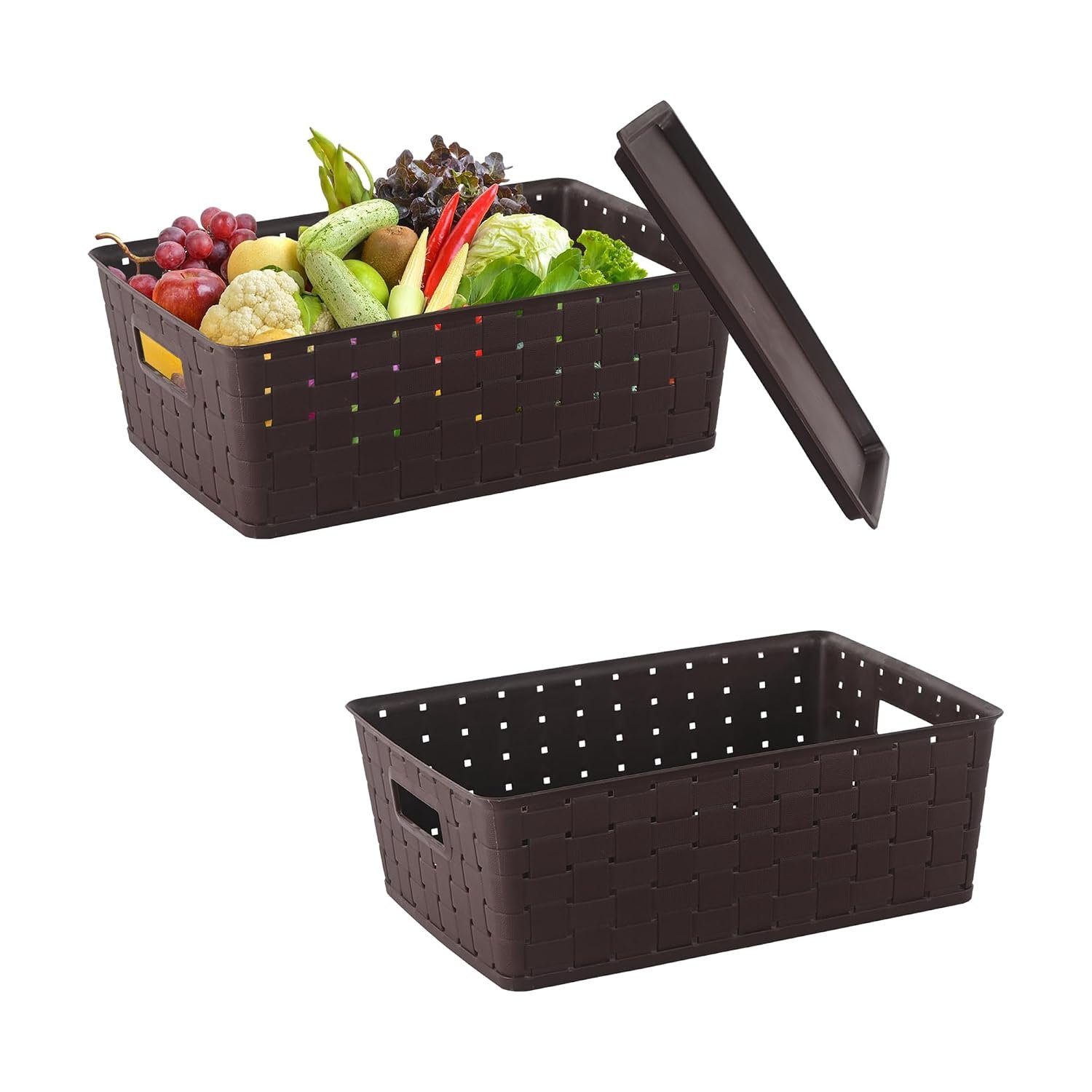 Kuber Industries Pack of 2 Stackable Plastic 5 LTR Storage fridge basket